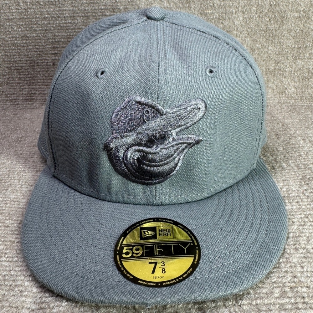 Baltimore Orioles New Era 59FIFTY Fitted Hat Mens 7 3/8 Gray MLB Baseball‎ Cap